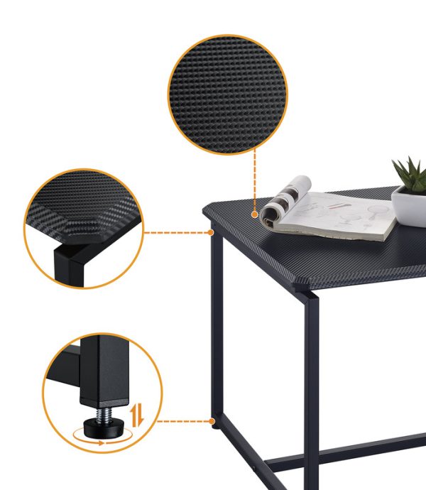 GT 3 Piece Black Carbon Fiber Wrap 39.5"W Coffee Table and End Table Set - Image 6