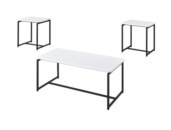GT 3 Piece White Carbon Fiber Wrap 39.5"W Coffee Table and End Table Set - Image 3