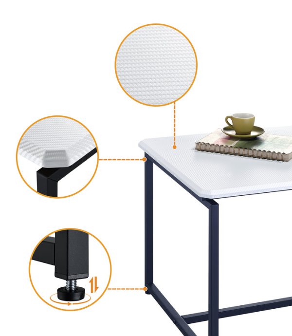 GT 3 Piece White Carbon Fiber Wrap 39.5"W Coffee Table and End Table Set - Image 5