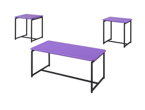 GT 3 Piece Violet Carbon Fiber Wrap 39.5"W Coffee Table and End Table Set - Image 4