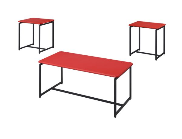 GT 3 Piece Red Carbon Fiber Wrap 39.5"W Coffee Table and End Table Set - Image 4