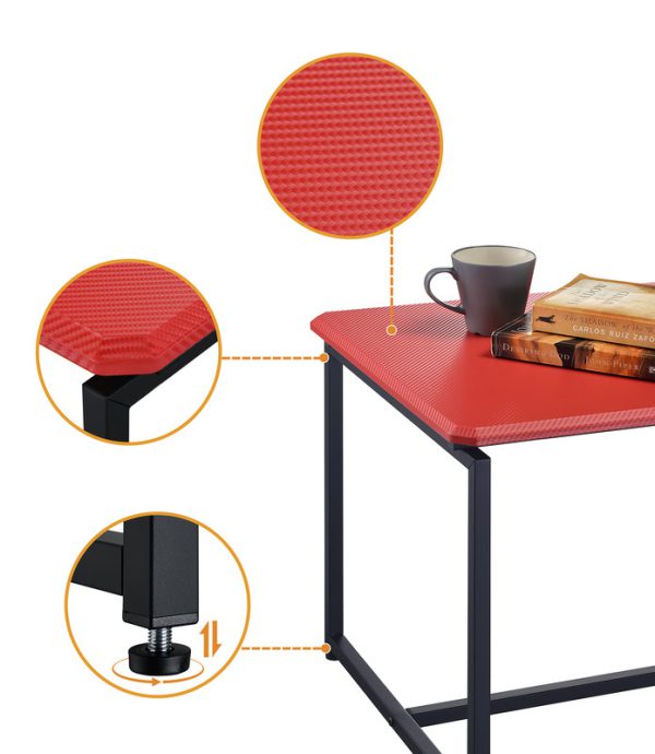 GT 3 Piece Red Carbon Fiber Wrap 39.5"W Coffee Table and End Table Set - Image 6