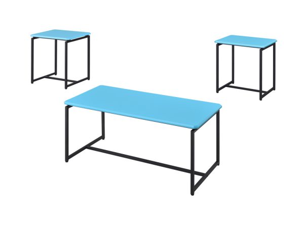 GT 3 Piece Blue Carbon Fiber Wrap 39.5"W Coffee Table and End Table Set - Image 5