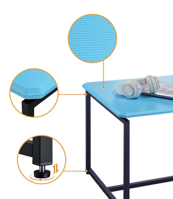 GT 3 Piece Blue Carbon Fiber Wrap 39.5"W Coffee Table and End Table Set - Image 2