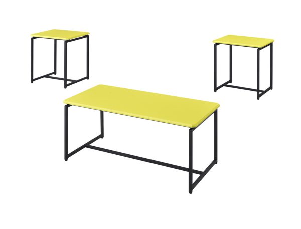 GT 3 Piece Yellow Carbon Fiber Wrap 39.5"W Coffee Table and End Table Set - Image 5
