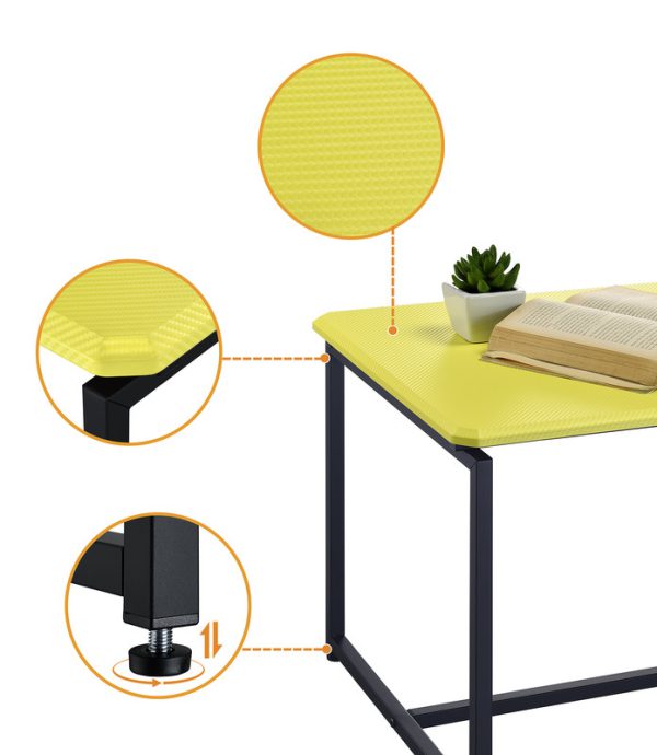 GT 3 Piece Yellow Carbon Fiber Wrap 39.5"W Coffee Table and End Table Set - Image 2