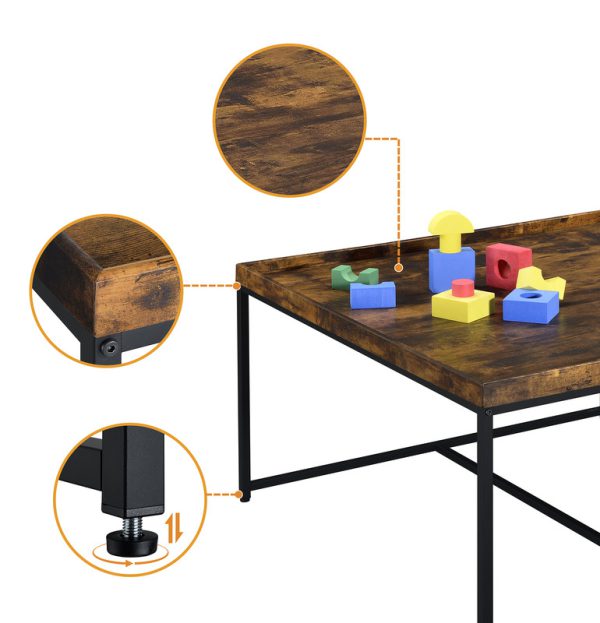 Vinny 35"W Weathered Oak Wood Grain 5 Piece Coffee Table Set with Raised Edges - Image 7
