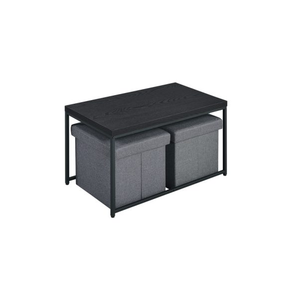 Murph 35"W Black Wood Grain 3 Piece Coffee Table Set - Image 3