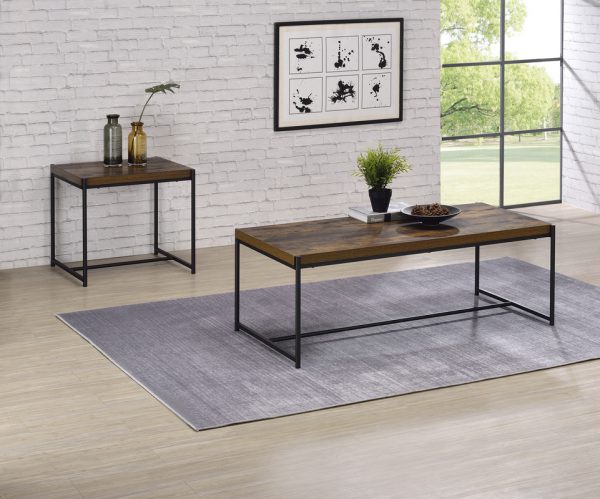 Lennox 3 Piece Brown Coffee and End Table Set - Image 7