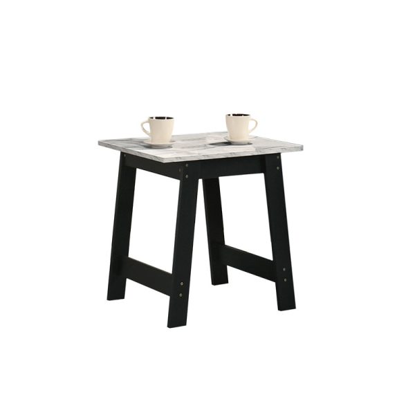 Kenzo 19"W Black End Table with Faux Marble Top Finish - Image 2