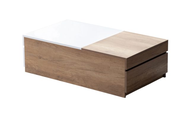 Arlo 48.5"W Light Brown Wood Finish Coffee Table with Hidden Compartments and 2 Drawers - Image 8