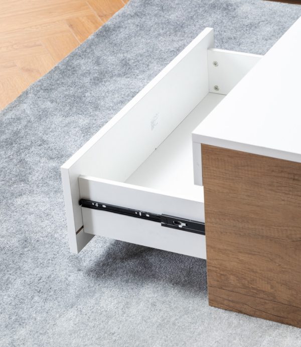 Arlo 48.5"W Light Brown Wood Finish Coffee Table with Hidden Compartments and 2 Drawers - Image 9