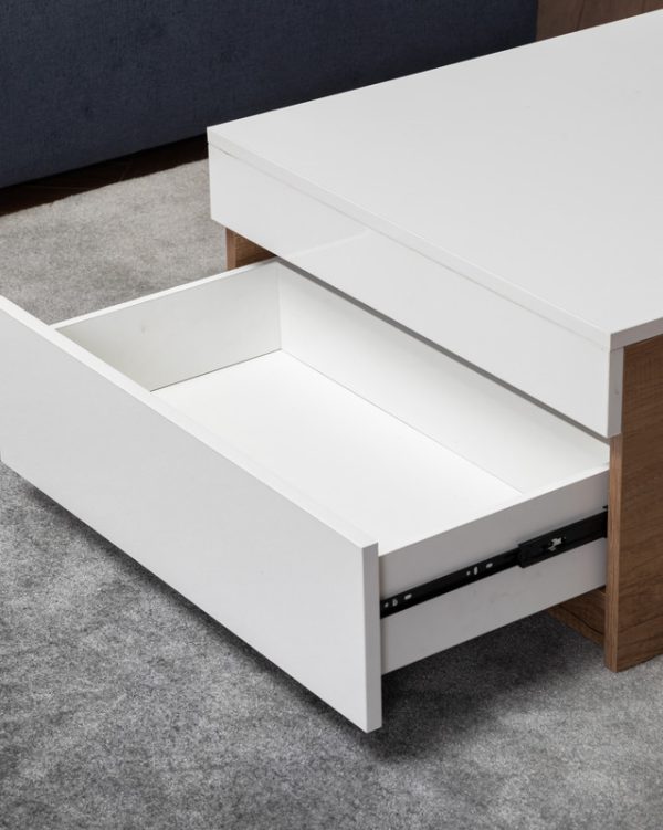Arlo 48.5"W Light Brown Wood Finish Coffee Table with Hidden Compartments and 2 Drawers - Image 10