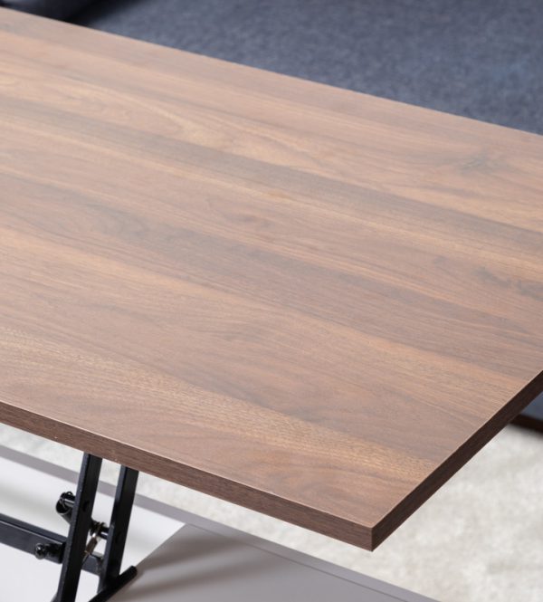 Luna 45.5"W White Coffee Table with Brown Walnut Finish Lift Top, 2 Drawers, and 2 Shelves - Image 5