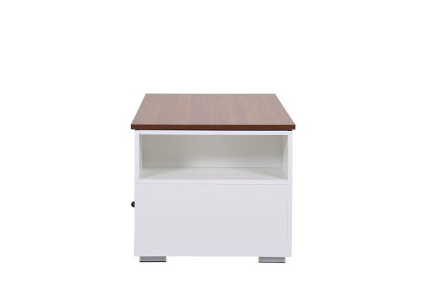 Luna 45.5"W White Coffee Table with Brown Walnut Finish Lift Top, 2 Drawers, and 2 Shelves - Image 11