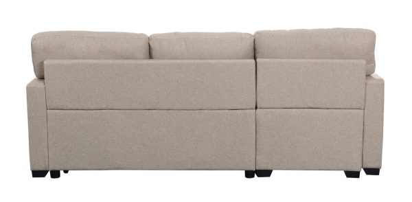 Miller 83"W Beige Linen Reversible Sleeper Sectional Sofa with Storage Chaise - Image 3