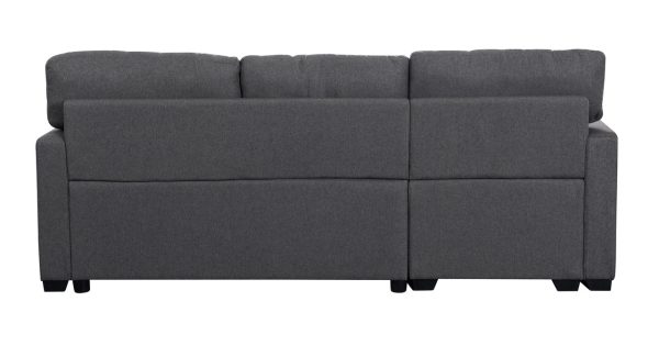 Miller 83"W Gray Linen Reversible Sleeper Sectional Sofa with Storage Chaise - Image 2