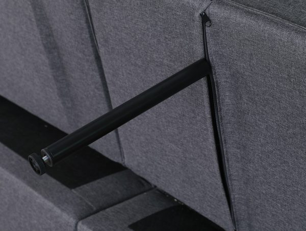 Zoey 56"W Dark Gray Linen Convertible Sleeper Loveseat with Side Pocket - Image 7