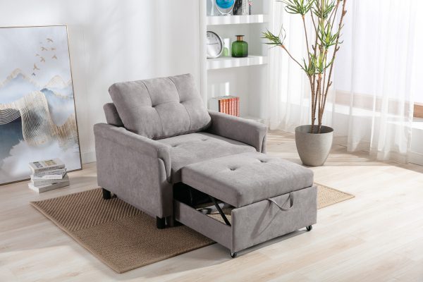 Hannah 35"W Gray Woven Convertible Armchair - Image 8