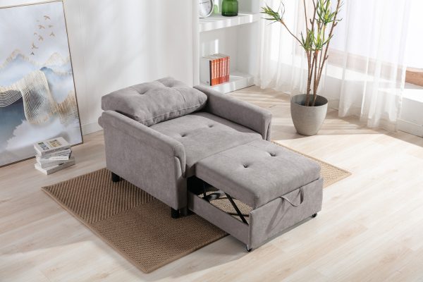 Hannah 35"W Gray Woven Convertible Armchair - Image 7