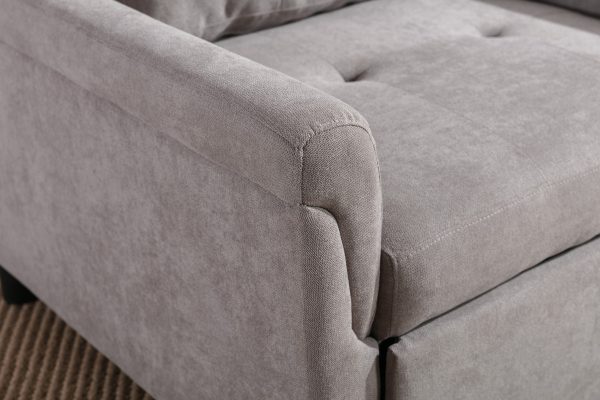 Hannah 35"W Gray Woven Convertible Armchair - Image 5