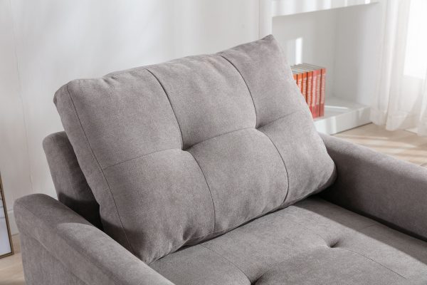 Hannah 35"W Gray Woven Convertible Armchair - Image 4