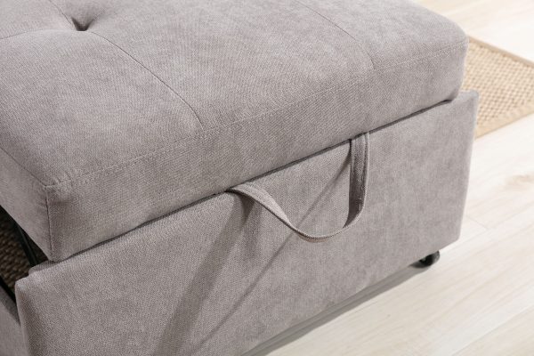 Hannah 35"W Gray Woven Convertible Armchair - Image 2