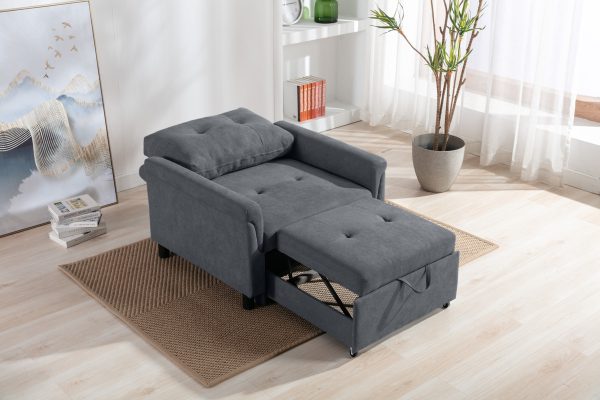Hannah 35"W Dark Gray Woven Convertible Armchair - Image 5