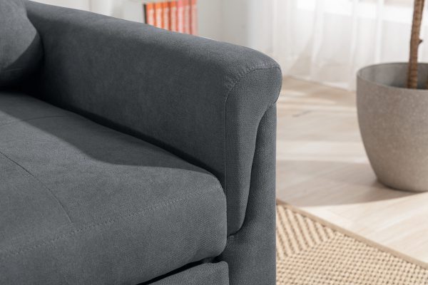 Hannah 35"W Dark Gray Woven Convertible Armchair - Image 4