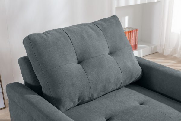 Hannah 35"W Dark Gray Woven Convertible Armchair - Image 2