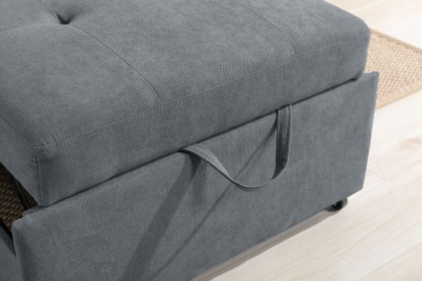 Hannah 35"W Dark Gray Woven Convertible Armchair - Image 9