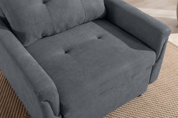Hannah 35"W Dark Gray Woven Convertible Armchair - Image 8