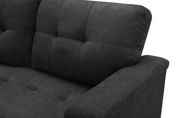 Ashlyn 84"W Dark Gray Woven Fabric Sleeper Sectional Sofa Chaise with USB Charger and Tablet Pocket - Image 13