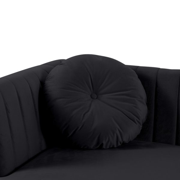 Chloe 85.5"W Black Velvet Sectional Sofa Chaise with USB Charging Port - Image 5