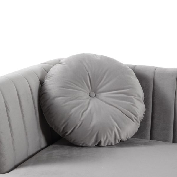 Chloe 85.5"W Gray Velvet Sectional Sofa Chaise with USB Charging Port - Image 5