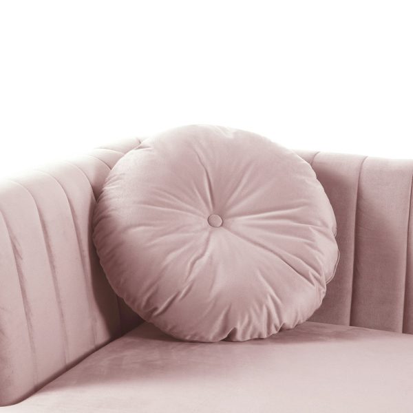 Chloe 85.5"W Pink Velvet Sectional Sofa Chaise with USB Charging Port - Image 5