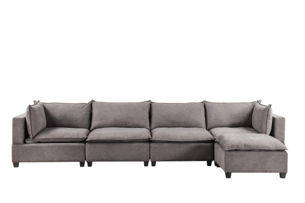 Madison 157"W Light Gray Fabric 5 Piece Modular Sectional Sofa Chaise - Image 2