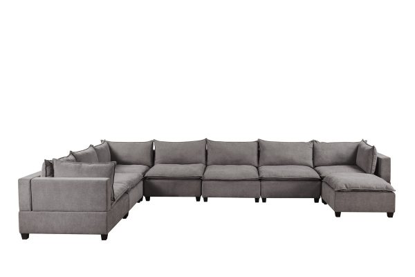Madison 194"W Light Gray Fabric 8 Piece Modular Sectional Sofa Chaise - Image 3