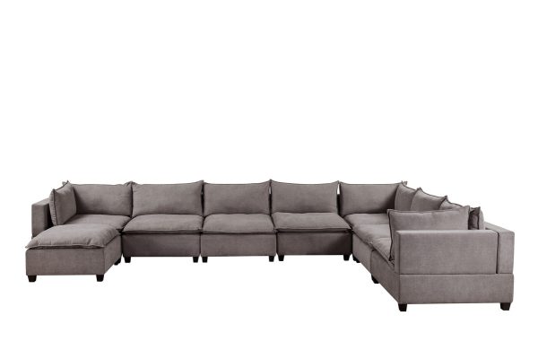 Madison 194"W Light Gray Fabric 8 Piece Modular Sectional Sofa Chaise - Image 2