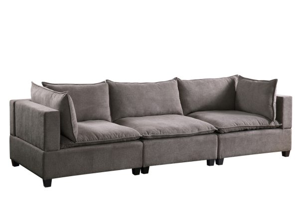 Madison 120.5"W Light Gray Fabric Sofa Couch - Image 3