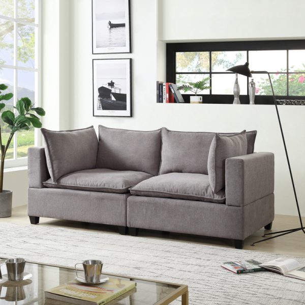 Madison 83.5"W Light Gray Fabric Loveseat