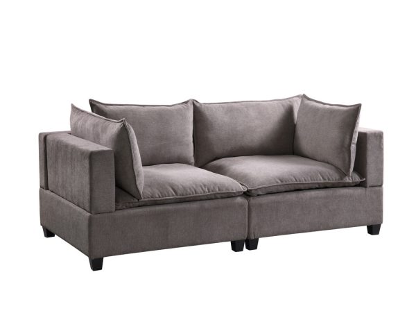 Madison 83.5"W Light Gray Fabric Loveseat - Image 4