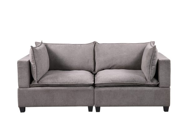 Madison 83.5"W Light Gray Fabric Loveseat - Image 3