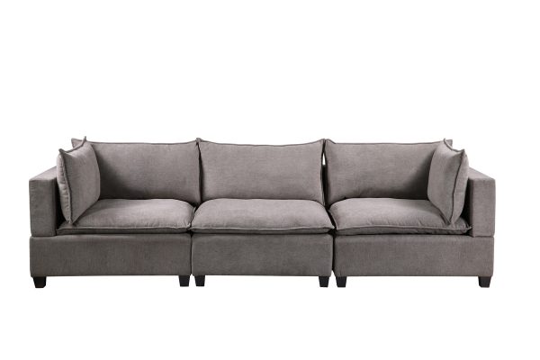 Madison Light Gray Fabric Sofa Loveseat Living Room Set - Image 6