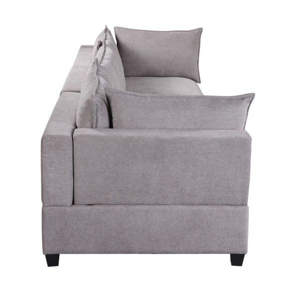 Madison Light Gray Fabric Sofa Loveseat Living Room Set - Image 4