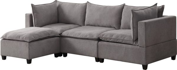 Madison 120.5"W Light Gray Fabric Reversible Sectional Sofa Ottoman - Image 3