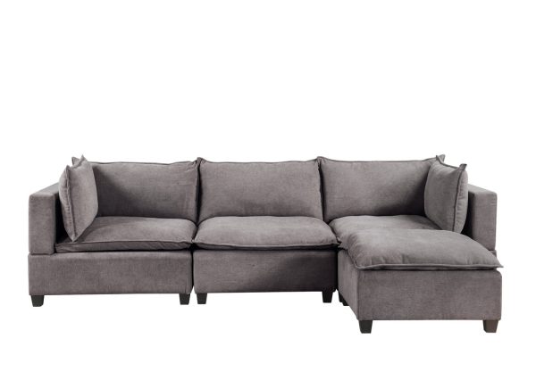 Madison 120.5"W Light Gray Fabric Reversible Sectional Sofa Ottoman - Image 2