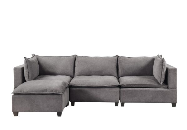 Madison 120.5"W Light Gray Fabric Reversible Sectional Sofa Ottoman - Image 7