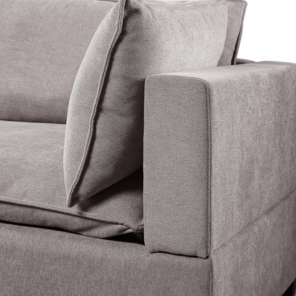 Madison 131.5"W Light Gray Fabric 5 Piece Modular Sectional Sofa Ottoman with USB Storage Console Table - Image 6