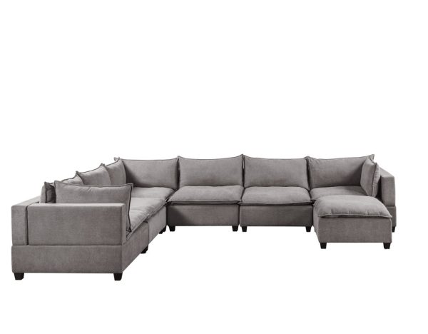 Madison 158"W Light Gray Fabric 7 Piece Modular Sectional Sofa Chaise - Image 2